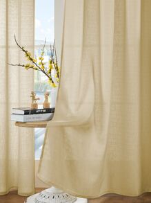 1入組透明簾幕,純色柔軟奢華現代簡約聚酯布窗簾,半透明、減弱光線、防紫外線,適用於臥室、客廳、陽台 - 咖啡棕 - 查看 5