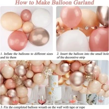 112 件腮红复古粉色气球花环拱门套装适用于生日派对婚礼周年纪念装饰 - 彩色 - 查看 4