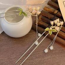 Lily Flower Hairpin For Women, Modern Style Hair Bun Maker, Traditional Chinese Hairpin With Tassels - Multicolor - View 1