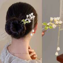 Lily Flower Hairpin For Women, Modern Style Hair Bun Maker, Traditional Chinese Hairpin With Tassels - Multicolor - View 3