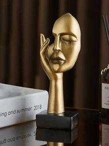 Figura decorativa de máscara de arte abstracto personalizada, artesanía de resina creativa "Es dorado" para decoración del vestíbulo - Dorado - Ver 1