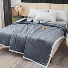 豪華羽絨夾棉長毛絨毯,適用於女王/國王大小的冬季厚被加厚床上用品,超暖超軟,透氣速干,為沙發提供超柔軟的羽絨替代品,縫紉工藝,填充物,顏色為灰色 - 灰色 - 查看 2