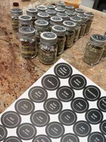 180pcs Round Chalkboard Sticker Labels For Mason Jars And Seasoning Bottles - Black - View 1