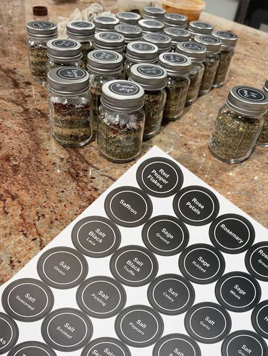 180pcs Round Chalkboard Sticker Labels For Mason Jars And Seasoning Bottles - Black - View 1