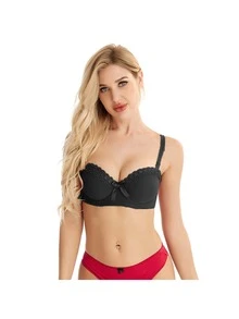 NỮ Bras Thêu Loại bướm Với Vòng thép Đồ lót Không trượt Thời trang nữ Gợi cảm To lớn Ngực Nhỏ bé Bras - màu đen - Xem 4