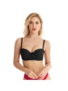 NỮ Bras Thêu Loại bướm Với Vòng thép Đồ lót Không trượt Thời trang nữ Gợi cảm To lớn Ngực Nhỏ bé Bras - màu đen - Xem 3