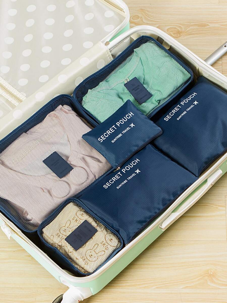 6 cái Sắp xếp quần áo du lịch Đồ dùng học tập Trang trí phòng Trang trí phòng ngủ Vật dụng cần thiết trong ký túc xá cho trường học Học sinh Giáo viên Bộ túi đựng đồ du lịch với túi đựng đồ lót Chống thấm nước Chống bụi có dây kéo cho hành lý Đồ dùng đi học trở lại trường Ni lông cho nam và nữ Đồ dùng cần thiết khi đi du lịch - Màu xanh hải quân - Xem 1