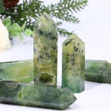 1pc Natural Crystal Quartz Prehnite Wand Point Healing Stones Aquarium Crafts Making Ornaments Home Decor - grape stone - View 6