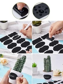 48入組玻璃罐貼紙,具有黑板標籤的葡萄酒瓶pvc玻璃瓶貼紙 - 黑色 - 查看 1