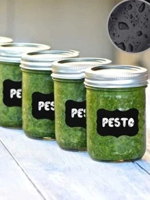 48入組玻璃罐貼紙,具有黑板標籤的葡萄酒瓶pvc玻璃瓶貼紙 - 黑色 - 查看 7