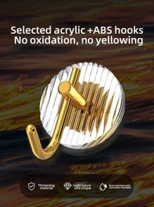 4 个亚克力悬挂粘钩、墙钩防水粘钩、浴室挂钩、厨房挂钩、钥匙挂钩、衣钩，适用于家庭和办公室，银色/金色，储物、厨房收纳、厨房用品、房间装饰、家居装饰。 - 銀色 - 查看 6