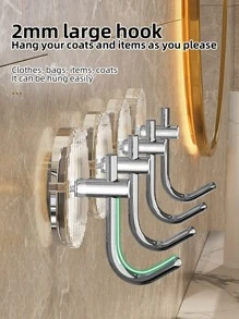 4 个亚克力悬挂粘钩、墙钩防水粘钩、浴室挂钩、厨房挂钩、钥匙挂钩、衣钩，适用于家庭和办公室，银色/金色，储物、厨房收纳、厨房用品、房间装饰、家居装饰。 - 銀色 - 查看 2