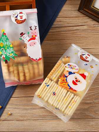 10/50入組8.5*23cm聖誕雪花印花糕點包裝袋,禮物袋