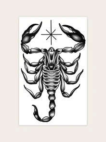 1 pieza Etiqueta engomada del tatuaje temporal negro escorpión & oscuro fiesta - Negro - Ver 3
