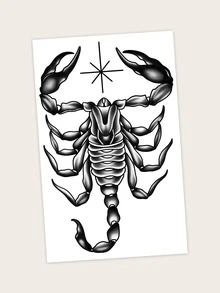 1 pieza Etiqueta engomada del tatuaje temporal negro escorpión & oscuro fiesta - Negro - Ver 4
