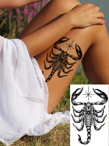 1 pieza Etiqueta engomada del tatuaje temporal negro escorpión & oscuro fiesta - Negro - Ver 1
