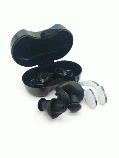 Black Silicone Plastic Men's And Women's Universal Boxed Ear Clips Nose Plugs For Swimming To Prevent Water From Entering The Nose And Ears, Beach Essentials, Beach Accessories, Pool Float