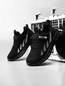 尼龍搭扣閉合運動鞋帶字母設計,舒服的和透氣 - 黑色 - 查看 2