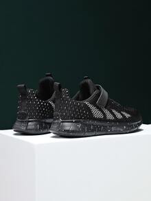 尼龍搭扣閉合運動鞋帶字母設計,舒服的和透氣 - 黑色 - 查看 5