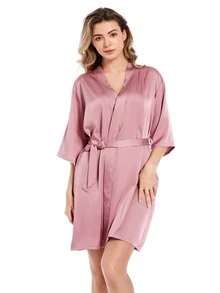 1 Pezzo Vestaglia Da Notte Da Donna Di Colore Solido Per Matrimonio O Casa