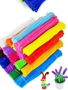100入組彩色工藝雪尼爾莖管子清潔適用於孩子們DIY手工藝益智玩具用品 - 彩色 - 查看 3