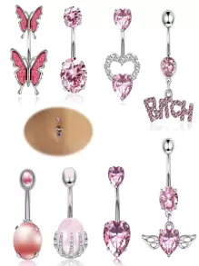 8 Sành điệu Lỗ rốn Bộ nhẫn - Hồng - Xem 1