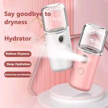 手持保濕噴霧器,便攜式蒸臉加濕器,30ml水箱容量,臉部保濕噴霧,噴霧清潔毛孔水spa保濕補水臉部噴霧器usb充電迷你美容器,夏天給你清涼 - 白色 - 查看 1