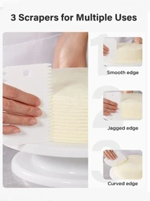 6Pcs/Set Cake Decorating Tools With 1 Rotating Cake Spinner 2 Cake Spatula 3 Icing Smoother Cakes Turntable/Stand - Black and White - View 4