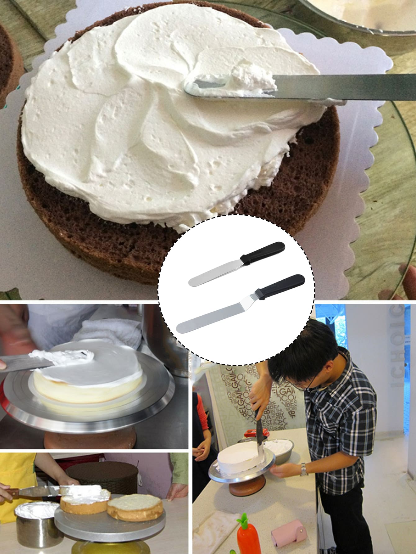 6Pcs/Set Cake Decorating Tools With 1 Rotating Cake Spinner 2 Cake