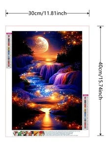 DIY鑽石畫套裝,充分鑽頭圓形水鑽,風景樣式裝飾繪畫 - 彩色 - 查看 5