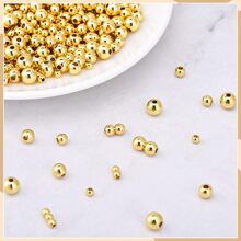 200pcs 4/6/8mm Plastic Spacer Beads For Jewelry Bracelets Making,Round Bracelet Beads,Small Ball Gold Filled Beads For Bracelet Necklace Jewelry Bulk Handmade - Gold - View 2