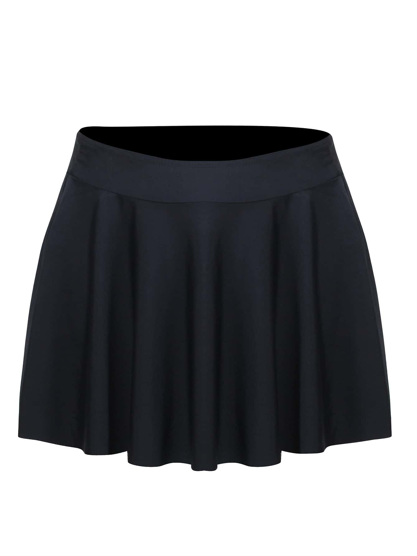 Solid High Waist Bikini Skirt Summer - Black - View 1