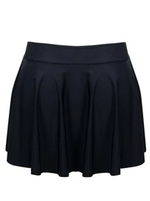 Solid High Waist Bikini Skirt Summer - Black - View 4