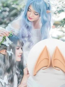 Halloween Elf Ear Latex Cosplay Prop For Party Anime Cos Magic Fairy Pointed Ears - Dusty Pink - View 5