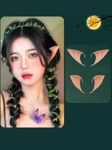 Halloween Elf Ear Latex Cosplay Prop For Party Anime Cos Magic Fairy Pointed Ears - Dusty Pink - View 1