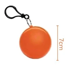 1pc Portable Transparent Disposable Raincoat, Hooded Rain Poncho With Ball For Adults - Orange - View 3