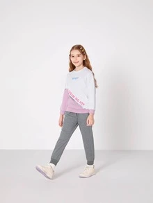 Balabala Tween Girl Rắn Túi Nghiêng Đàn Hồi Quần Bó Sát Thoải Mái Và Thoáng Khí Thích Hợp Cho Mùa Thu - Xám - Xem 6