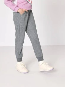 Balabala Tween Girl Rắn Túi Nghiêng Đàn Hồi Quần Bó Sát Thoải Mái Và Thoáng Khí Thích Hợp Cho Mùa Thu - Xám - Xem 3
