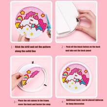 1入組圓框卡通DIY手工製作水鑽繪畫帶水鑽