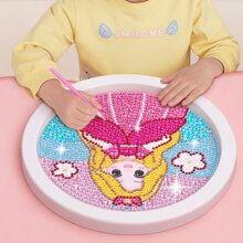 1入組圓框卡通DIY手工製作水鑽繪畫帶水鑽