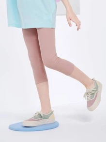 Balabala Tween Girl Solid Capri Leggings - Dusty Pink - View 4