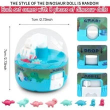 1 Pc Blue Mini Dinosaur Claw Machine, Includes 8 Random Dinosaur Plush Toys - Blue - View 8