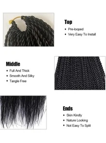 Extensões de cabelo trançado Senegalês em crochê de 24 polegadas para mulheres, com configuração de água quente, cabelo trançado em crochê com pontas retas