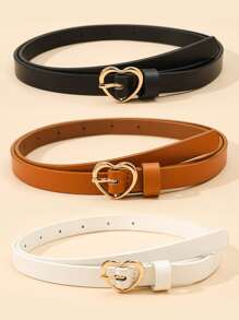 Fashionable Versatile Belt With Heart-Shaped Buckle Valentine's Day Valentines Summer, School Fall, Autumn, Halloween - Multicolor - View 1