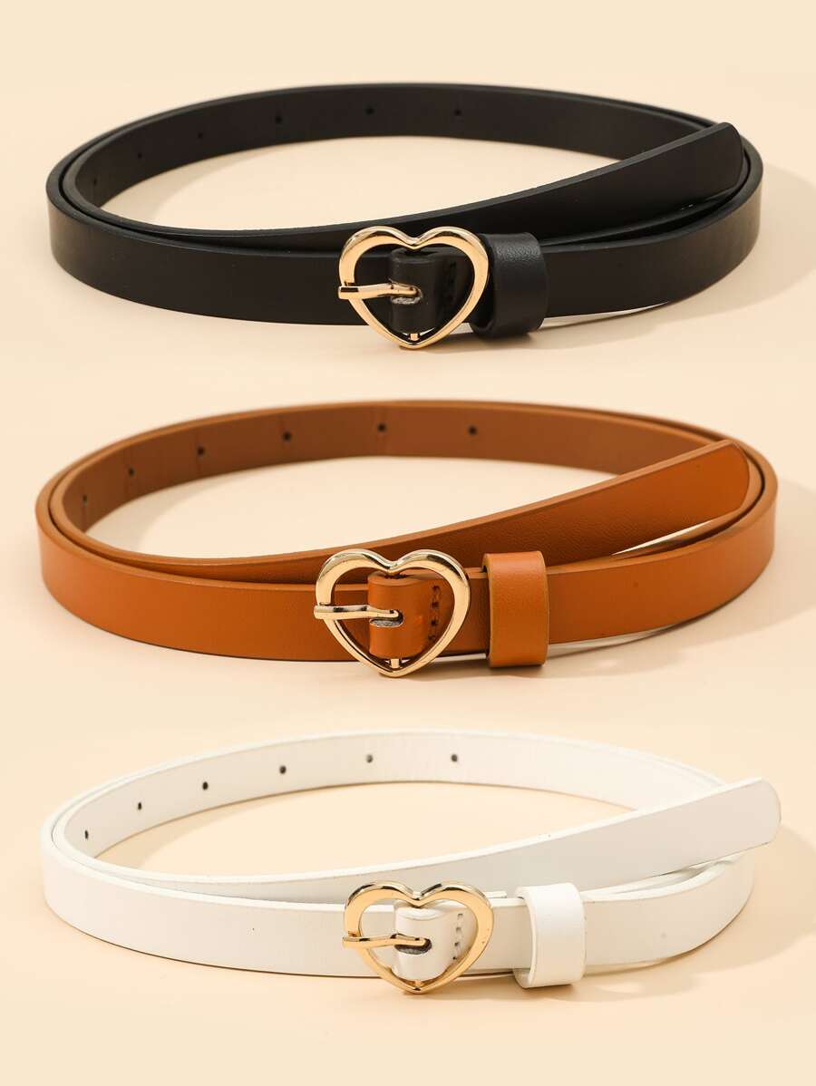 Fashionable Versatile Belt With Heart-Shaped Buckle Valentine's Day Valentines Summer, School Fall, Autumn, Halloween - Multicolor - View 1