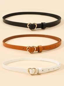 Fashionable Versatile Belt With Heart-Shaped Buckle Valentine's Day Valentines Summer, School Fall, Autumn, Halloween - Multicolor - View 2