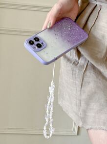 1pc And Stylish Gift For Your Lover Or Sister - Gradient Stardust Glitter Phone Case With Rhinestone Butterfly Wristband, Compatible With Apple/Samsung/Huawei/Oppo/Xiaomi - Purple - View 5