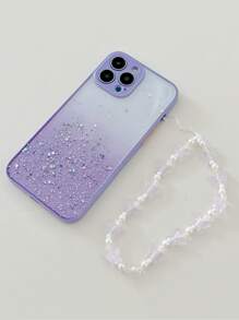 1pc And Stylish Gift For Your Lover Or Sister - Gradient Stardust Glitter Phone Case With Rhinestone Butterfly Wristband, Compatible With Apple/Samsung/Huawei/Oppo/Xiaomi - Purple - View 2