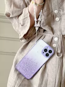 1pc And Stylish Gift For Your Lover Or Sister - Gradient Stardust Glitter Phone Case With Rhinestone Butterfly Wristband, Compatible With Apple/Samsung/Huawei/Oppo/Xiaomi - Purple - View 4