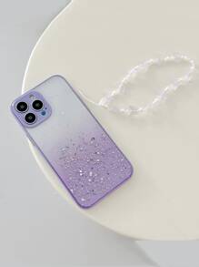 1pc And Stylish Gift For Your Lover Or Sister - Gradient Stardust Glitter Phone Case With Rhinestone Butterfly Wristband, Compatible With Apple/Samsung/Huawei/Oppo/Xiaomi - Purple - View 3